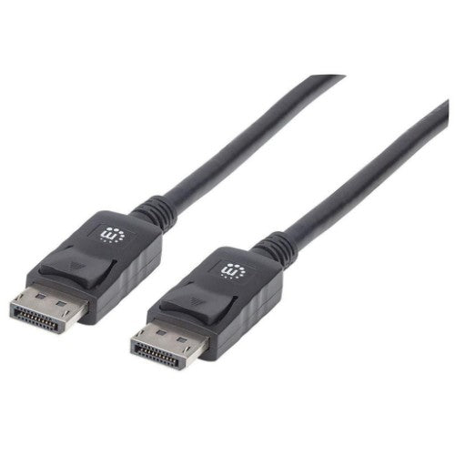 Manhattan DisplayPort 1.2 Cable, 4K@60hz, 3m, Male to Male, With Latches, Fully Shielded, Black, Lifetime Warranty, Equivalent to DISPL3M