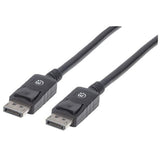 Manhattan DisplayPort 1.2 Cable, 4K@60hz, 3m, Male to Male, With Latches, Fully Shielded, Black, Lifetime Warranty, Equivalent to DISPL3M