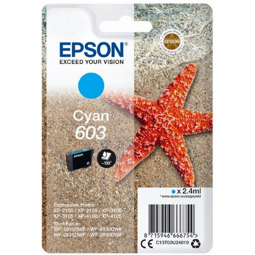 Epson C13T03U24010/603 Ink cartridge cyan, 130 pages 2.4ml for Epson XP 2100