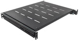 Intellinet 19" Sliding Shelf, 1U, For 600 to 800mm Depth Cabinets & Racks, shelf depth 350mm, Max weight 35kg, Black