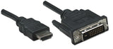 Manhattan HDMI to DVI-D 24+1 Cable, 1m, Male to Male, Black, Dual Link, Compatible with DVD-D, Lifetime Warranty, Equivalent to HDDVIMM1M