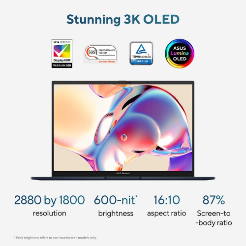 ASUS Zenbook 14 OLED UX3405MA-PZ306W Intel Core Ultra 9 185H Laptop 35.6 cm (14") Touchscreen 3K 32 GB LPDDR5x-SDRAM 1 TB SSD Wi-Fi 6E (802.11ax) Windows 11 Home Blue