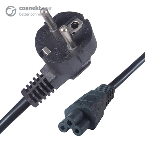 connektgear 2m European Mains Power Cable Schuko Plug to C5 (Cloverleaf) Socket  - Computer Cables - connektgear