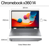 HP Chromebook x360 14b-cd0003na Intel® Core™ i3 i3-N305 35.6 cm (14") Touchscreen Full HD 8 GB LPDDR5-SDRAM 128 GB UFS Wi-Fi 6 (802.11ax) ChromeOS Silver