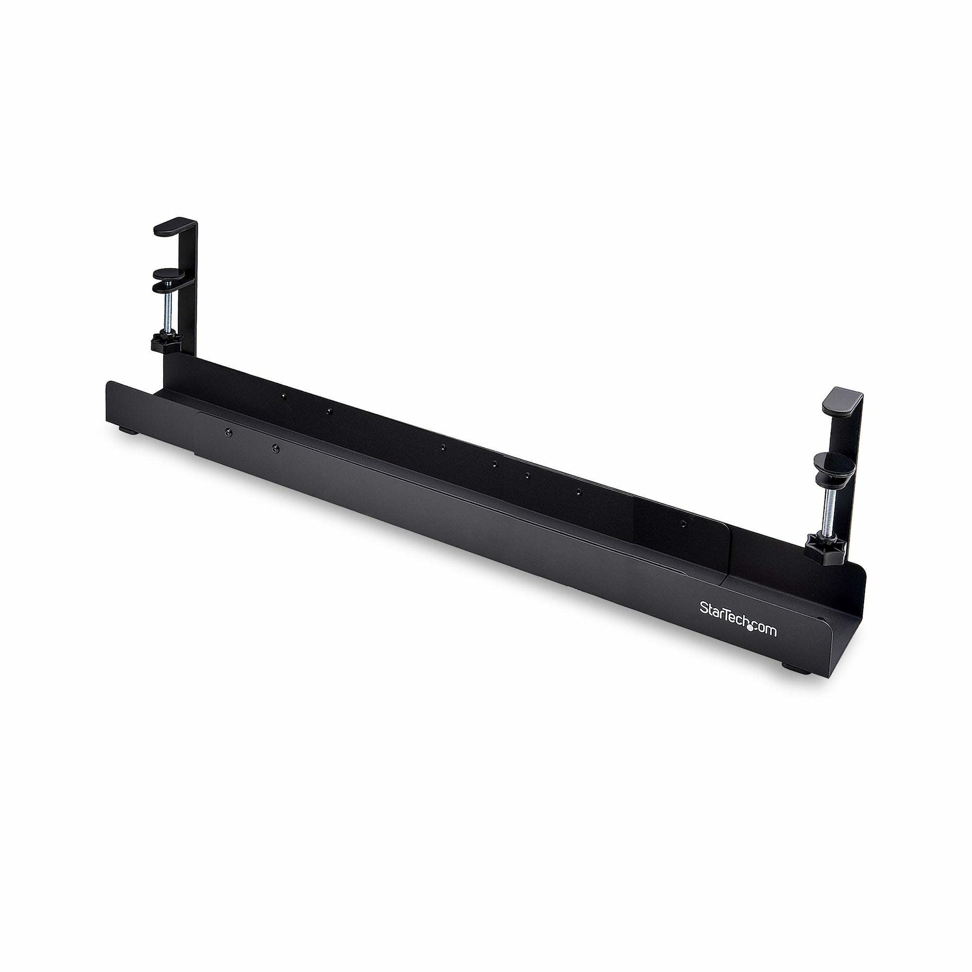 StarTech.com Under Desk Cable Management Tray, Length Adjustable Cable Organizer, Clamp-On Installation, No Drilling Required, Power Bar Holder, Black  - Electrical Supplies - StarTech.com