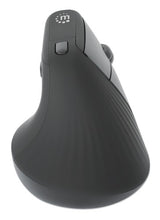 Manhattan Ergonomic Vertical Wireless Mouse (Right Handed), Black, Adjustable 800/1200/1600dpi, 2.4Ghz (effective range up to 10m), Six Button with Scroll Wheel, Nano USB-A receiver, AA battery (included), Three Year Warranty