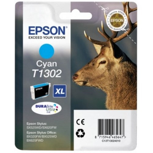 Epson C13T13024012/T1302 Ink cartridge cyan XL, 765 pages 10,1ml for Epson Stylus BX 320/SX 525/WF 3500