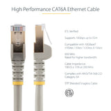 StarTech.com 2m CAT6a Ethernet Cable - 10 Gigabit Shielded Snagless RJ45 100W PoE Patch Cord - 10GbE STP Network Cable w/Strain Relief - Grey Individually Tested/Wiring is UL Certified/TIA