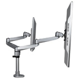StarTech.com Desk Mount Dual Monitor Arm - Premium Articulating Monitor Arm - up to 30” VESA Mount Displays - Height Adjustable Monitor Mount - Rotate/Tilt/Swivel - Clamp/Grommet - Silver