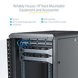 StarTech.com 4-Post 18U Server Rack Cabinet, Lockable 19" Data Rack Cabinet for Computer / AV / IT Equipment, Office / Home Network Rack with Casters & Adjustable Mounting Rails