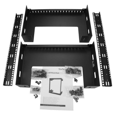 StarTech.com 15U 19" Wall Mount Network Rack - 12" Deep 2 Post Open Frame Server Room Rack for Data/AV/IT/Computer Equipment/Patch Panel with Cage Nuts & Screws 200lb Capacity, Black