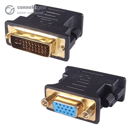 connektgear DVI-I to VGA Monitor Adapter - Male to Female (24+5 Analogue)  - Computer Cables - connektgear