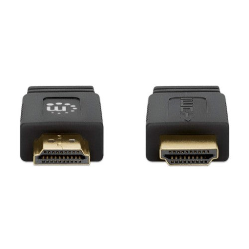 Manhattan HDMI 4K@60Hz Cable with Ethernet - Flat, 3m, Male to Male, Black, Ultra HD 4k x 2k, Fully Shielded, Gold Plated Contacts, Lifetime Warranty, Premium High Speed