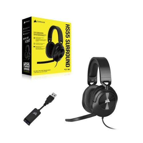 Corsair HS55 SURROUND Headset Wired Handheld Gaming Carbon