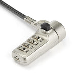 StarTech.com 6.6ft (2m) Laptop Cable Lock - 4-Digit Combination Laptop/Desktop Security Cable Lock for Wedge Slot Computers - Anti-Theft Vinyl-Coated Steel Combo Cable Lock - Portable - TAA