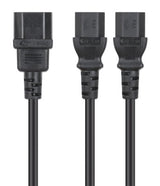 Manhattan Power Cord/Cable Y-Splitter, C14 Male to 2x C13 Female (kettle lead), Monitor to CPU, 1.8m, 10A, Black, Powers two devices from one PDU, Lead, Lifetime Warranty