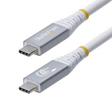 StarTech.com 3m (10ft) USB4 Cable, 20Gbps, USB-IF Certified USB-C Cable, 60W PD, 4K 120Hz DP 2.1, TPE Jacket, White USB-C Cord