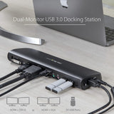 StarTech.com Dual Monitor USB 3.0 Laptop Docking Station with HDMI/DVI/VGA, 3x USB-A Hub, GbE, Audio, Universal Type-A Dock for Windows/macOS/ChromeOS - TAA Compliant