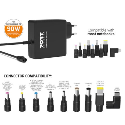 Port Designs 900007B-UK power adapter/inverter Indoor 90 W Black