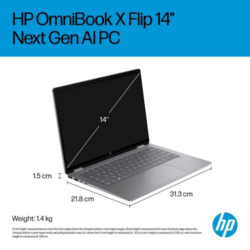 HP OmniBook X FlipNGAI 14-fm0005na Copilot+ PC Intel Core Ultra 5 226V Hybrid (2-in-1) 35.6 cm (14") Touchscreen 2K 16 GB LPDDR5x-SDRAM 512 GB SSD Wi-Fi 7 (802.11be) Windows 11 Home Silver