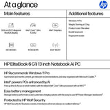 HP EliteBook 6 G1i AI PC Intel Core Ultra 5 225U Laptop 33.8 cm (13.3") WUXGA 16 GB DDR5-SDRAM 512 GB SSD Wi-Fi 7 (802.11be) Windows 11 Pro Silver
