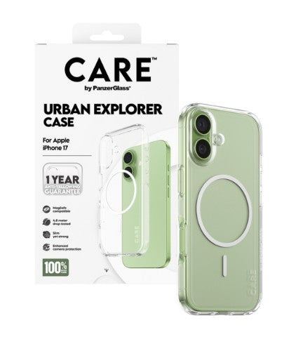 PanzerGlass CARE™ by ® Urban Explorer Case Transparent w. White MagSafe iPhone 17