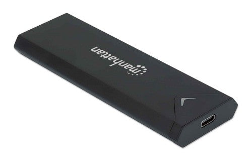 Manhattan M.2 NVMe SSD Enclosure, USB-C Female Connection, 10 Gbps (USB 3.2 Gen2 aka USB 3.1), UASP-compliant, SuperSpeed+ USB, Aluminum, Black, Three Year Warranty