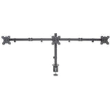 Manhattan Triple Desk Mount for TV & Monitors, For screens: 10" to 27", Clamp Assembly, VESA compatability: 75x75 and 100x100mm - check the dimensions of the four mounting holes on back of screen to ensure it fits, Max 7kg (each), Black, Bracket, Lifetime