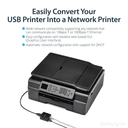 StarTech.com 10/100Mbps Ethernet to USB 2.0 Network LPR Print Server