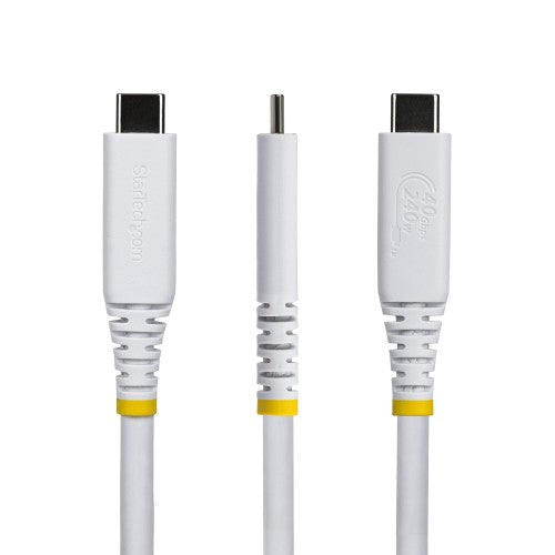 StarTech.com 1m (3ft) USB4 Cable, 40Gbps, USB-IF Certified USB-C Cable, 240W PD, 8K 60Hz/4K 240Hz DP2.1 DP40, TPE Jacket, Thunderbolt 4 Compatible - White USB-C Cord