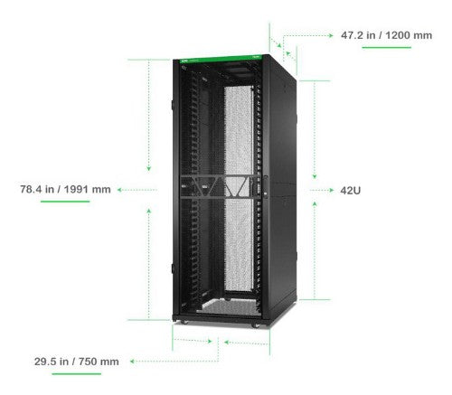 APC NetShelter SX, Networking Rack Enclosure, 42U, 1991H x 750W x 1200D mm, with Sides, Black