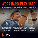 HP Poly Voyager Free 60+ UC M Carbon Black Earbuds +BT700 USB-A Adapter +Touchscreen Charge Case