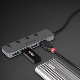 Lindy 4 Port USB 3.2 Type C Hub with On/Off Switches