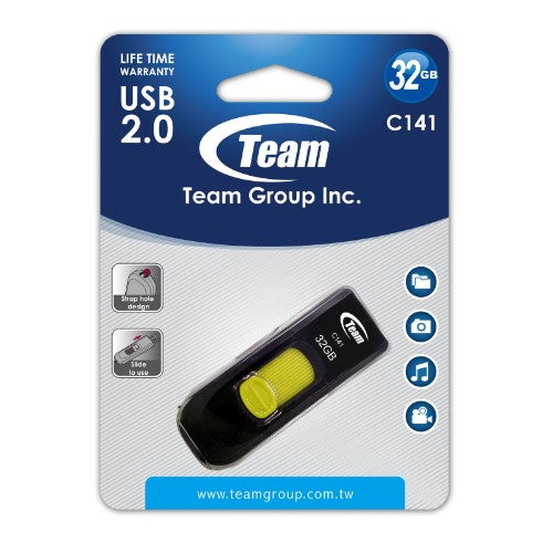 Team Group C141 USB flash drive 32 GB USB Type-A 2.0 Black, Yellow
