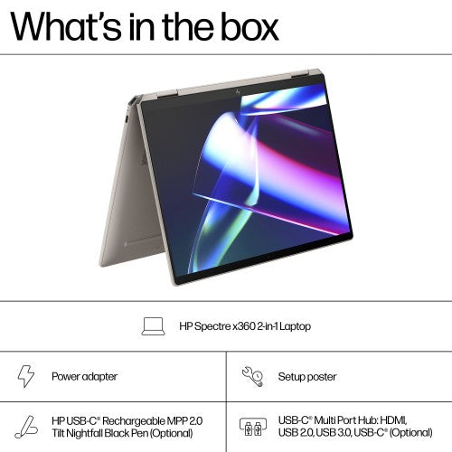 HP Spectre x360 14-eu0006na Intel Core Ultra 5 125H Hybrid (2-in-1) 35.6 cm (14") Touchscreen 3K 16 GB LPDDR5x-SDRAM 512 GB SSD Wi-Fi 6E (802.11ax) Windows 11 Home AI PC Black