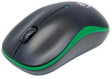 Manhattan Success Wireless Mouse, Black/Green, 1000dpi, 2.4Ghz (up to 10m), USB, Optical, Three Button with Scroll Wheel, USB micro receiver, AA battery (included), Low friction base, Three Year Warranty