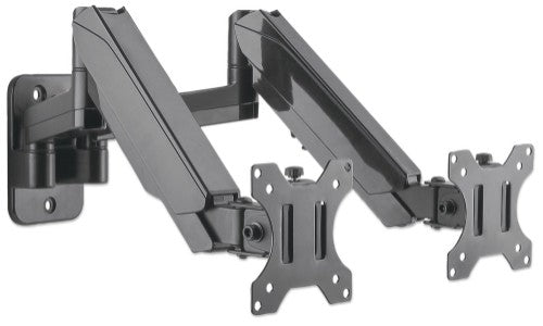 Manhattan Dual Wall Mount for TV & Monitors (Full Motion Gas Spring), For screens 17" to 32", VESA compatability: 75x75mm and 100x100mm - check the dimensions of the four mounting holes on back of screen to ensure it fits, Max 8kg each, Black, Bracket, Th