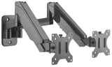 Manhattan Dual Wall Mount for TV & Monitors (Full Motion Gas Spring), For screens 17" to 32", VESA compatability: 75x75mm and 100x100mm - check the dimensions of the four mounting holes on back of screen to ensure it fits, Max 8kg each, Black, Bracket, Th