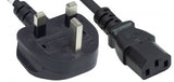 Manhattan Mains Power Cord/Cable, UK 3-pin plug to C13 Female (kettle lead), 1.8m, 10A, Black, Lifetime Warranty