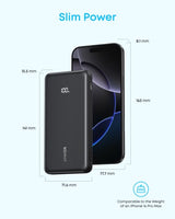 Anker Zolo Power Bank, 10,000mAh Portable Charger 22.5W Output with Built-in USB-C Cable, Black