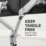 Fellowes Platinum Series Dual Monitor Arm - Monitor Mount for Two 8KG 40 Inch Screens - Adjustable Dual Monitor Desk Mount - Tilt 45° Pan 180ᵒ Swivel 360ᵒ Rotation 360ᵒ, VESA 75 x 75/100 x 100 - Silver