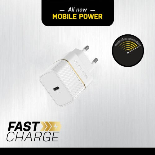 OtterBox EU Wall Charger 20W - 1X USB-C 20W USB-PD, Cloud Dust White