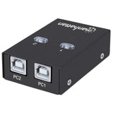 Manhattan USB-A Automatic Sharing Switch, 2x USB-B Ports, 480 Mbps (USB 2.0), Dual Control (Auto-Sensing or Manual), USB powered (no external power supply required), inc 1x 1.5m USB-A to USB-B cable