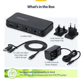 StarTech.com 4-Port USB-C and USB-A Hub, 5Gbps, Self-Powered, 2-in-1 USB-C and USB-A Host Cable, 1x USB-C and 3x USB-A (1x BC 1.2), 36W Power Adapter Included