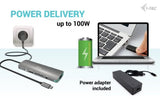i-tec USB-C Metal Nano Docking Station 4K HDMI LAN with Power Delivery 100W + Universal Charger 100W