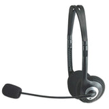 Manhattan Stereo On-Ear Headset (3.5mm), Microphone Boom, In-Line Volume Control, Foam Earpads, Standard 2x 3.5mm stereo jack/plug for audio/mic use, cable 2m, Black, Three Year Warranty