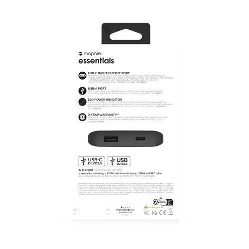 mophie essentials powerstation 10K 10000 mAh Black