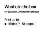 HP F6U66AE/302 Printhead cartridge black, 170 pages ISO/IEC 24711 3.5ml for HP DeskJet 1110/2130/OfficeJet 5200