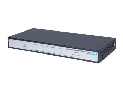 HPE OfficeConnect 1420 8G PoE+ (64W) Unmanaged L2 Gigabit Ethernet (10/100/1000) Power over Ethernet (PoE) 1U Grey