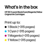 HP 6ZC74AE/912 Ink cartridge multi pack Bk,C,M,Y, 4x300 pages 17.08ml 8,3ml + 3x2,9ml Pack=4 for HP OJ Pro 8010/e/8020